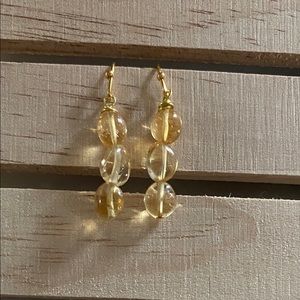 Natural Citrine Beads on Gold Ear Hooks